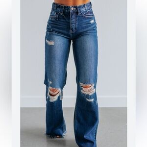 KanCan Button Up High Waisted Womens Distressed Jeans 7/27